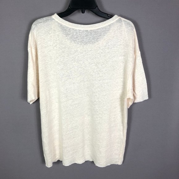 Zara Women's Oatmeal Linen Oversize Raw Hem Sleeve Shirt Size Small - Picture 6 of 9